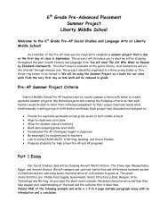 6th Grade Summer Project for Pre-AP Liberty - Camas School District