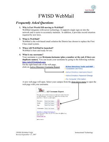 FWISD WebMail FAQs - Fort Worth ISD Schools