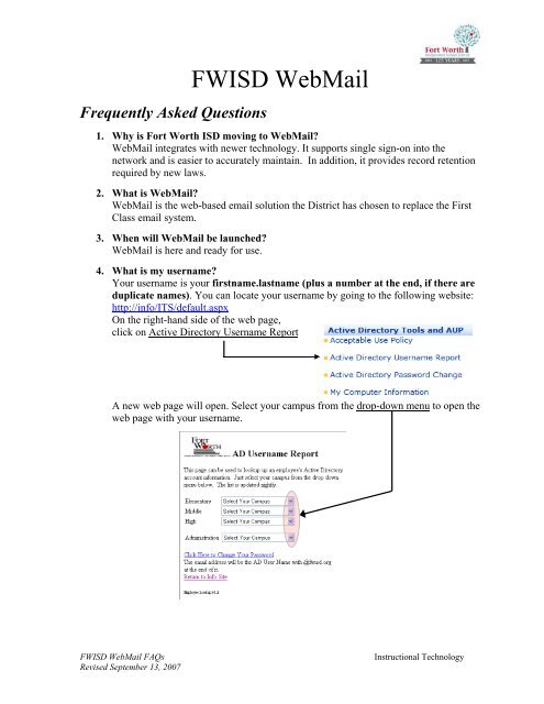 Fwisd Webmail Faqs Fort Worth Isd Schools