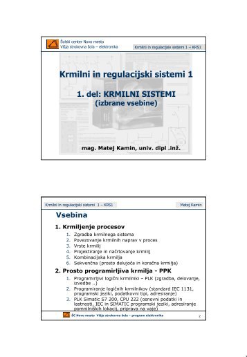 Krmilni in regulacijski sistemi 1