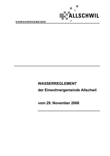 Wasserreglement - Gemeinde Allschwil