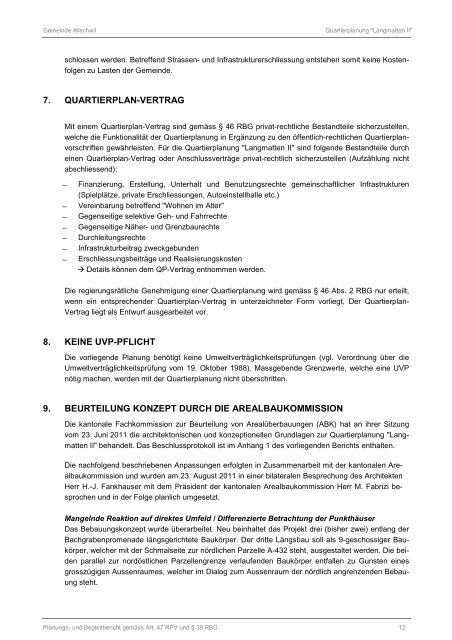 Quartierplanung "Langmatten II" - Gemeinde Allschwil