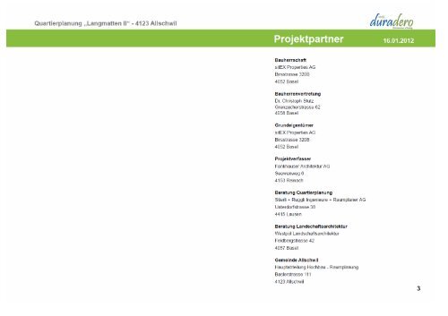 Quartierplanung "Langmatten II" - Gemeinde Allschwil