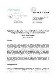 Beurteilung der Grundwassersicherheit - Gemeinde Allschwil