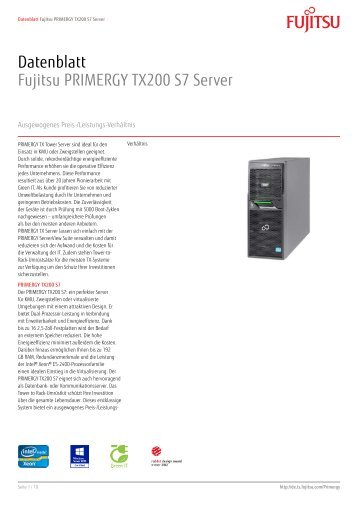 Datenblatt Fujitsu PRIMERGY TX200 S7 Server - Icecat.biz