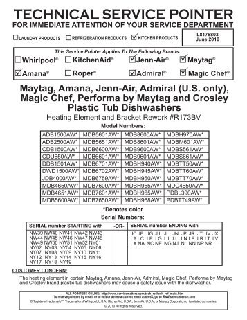 TECHNICAL SERVICE POINTER - This is a secure site - Whirlpool