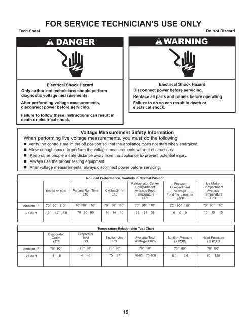 Whirlpool Refrigerator Thermistor Chart