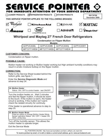 Whirlpool and Maytag 27' French Door Refrigerators