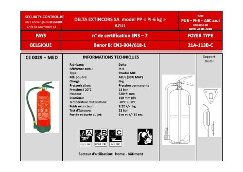 Extincteur Poudre 6 Kg - PAGE D'ACCUEILAccueil