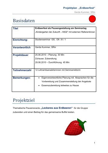 Projektplan - Seminar Grundschule Forchheim