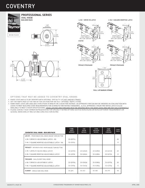 Specialty Locks & Trims