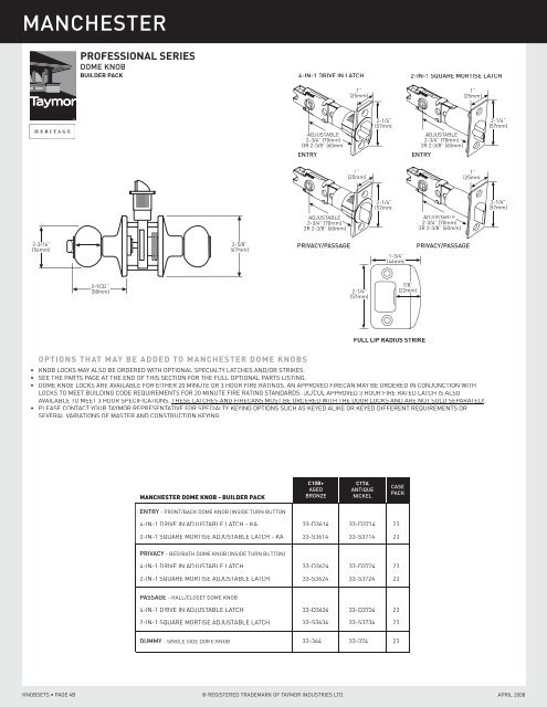 Specialty Locks & Trims