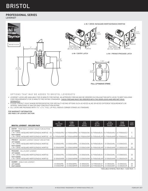 Specialty Locks & Trims