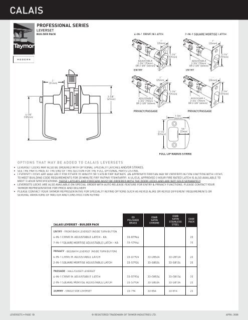 Specialty Locks & Trims