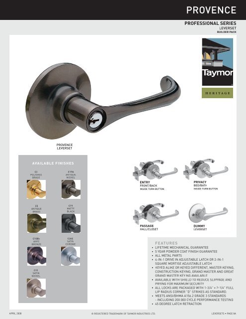 Specialty Locks & Trims