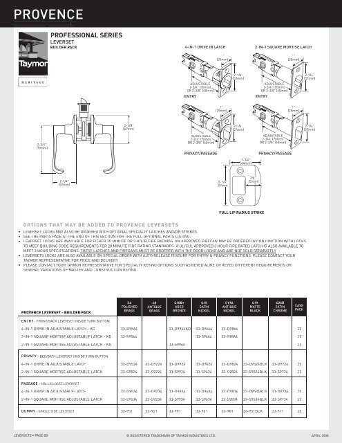 Specialty Locks & Trims