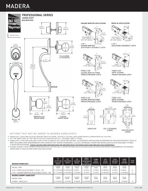 Specialty Locks & Trims