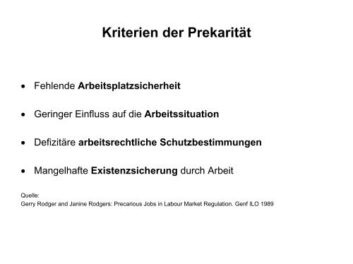 âPrekarisierung der Lebens- und Arbeitsweltâ Betroffenheit ...