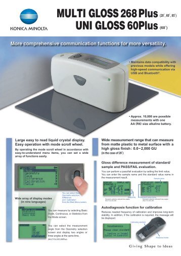 MULTI GLOSS 268 Plus - Konica Minolta Sensing Americas, Inc.