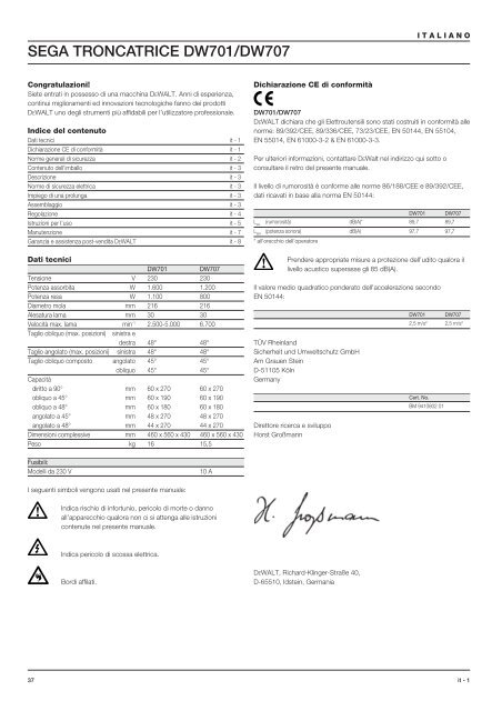 DW701 DW707 - Service - DeWalt