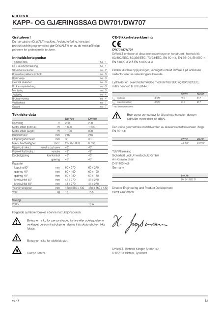 DW701 DW707 - Service - DeWalt