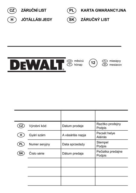 DCD920 DCD925 DCD930 DCD935 DCD940 DCD945 - DeWALT