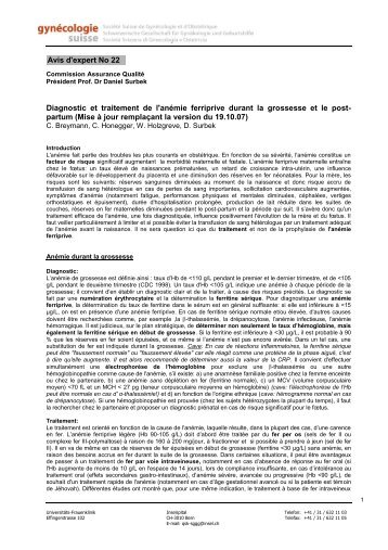 Avis d'expert No 22 Diagnostic et traitement de l'anémie ... - SGGG