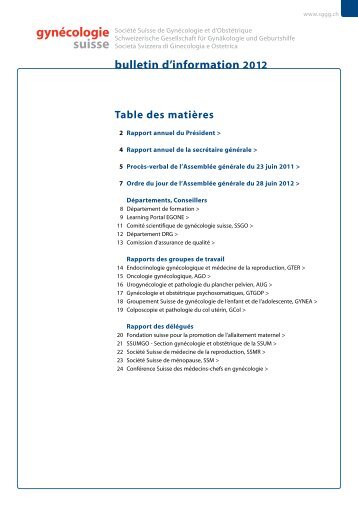 Bulletin d'information 01/2012 - SGGG