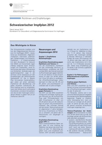 Schweizerischer Impfplan 2012 - SGGG