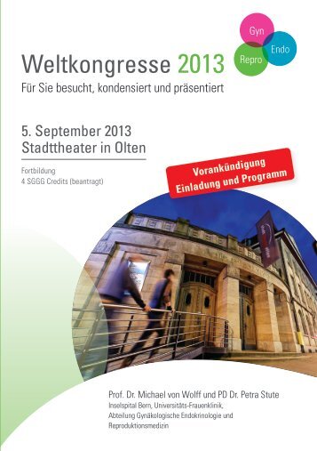 Weltkongresse 2013 - Frauenklinik des Inselspitals Bern - Inselspital