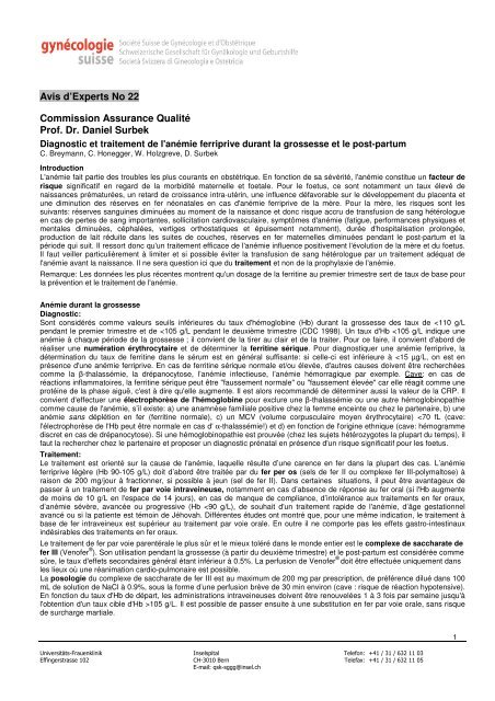 Avis d'Experts No 22 Commission Assurance Qualité Prof ... - SGGG