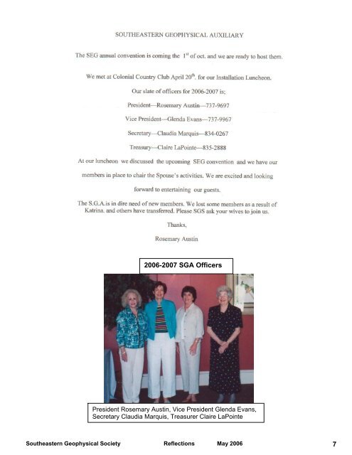 May 2006 - The Southeastern Geophysical Society