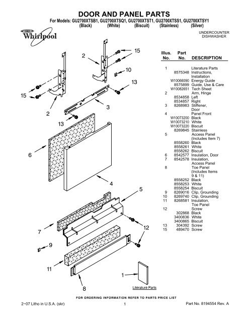 Dishwasher Toe Panel Insulation W10073540 parts