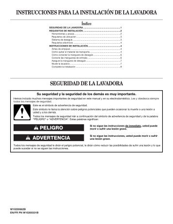 instrucciones para la instalación de la lavadora - Whirlpool ...