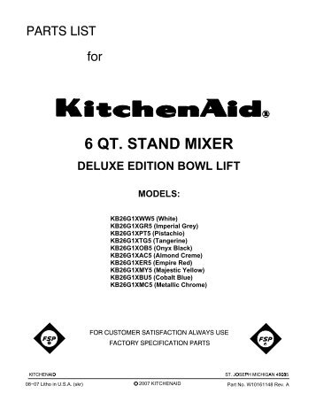 6 qt. stand mixer deluxe edition bowl lift models