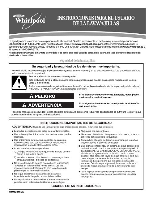 instrucciones para el usuario de la lavavajillas - Maytag