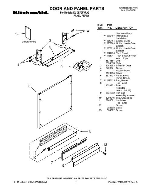 kitchenaid dishwasher access panel