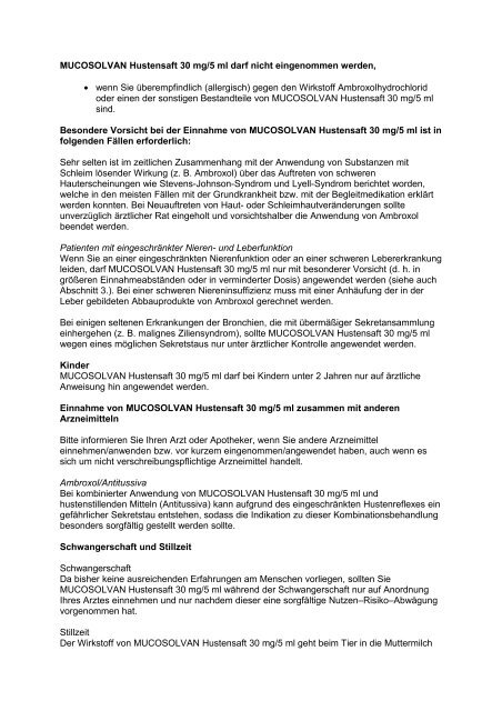 GEBRAUCHSINFORMATION: Mucosolvan® Hustensaft 30 mg/5 ml