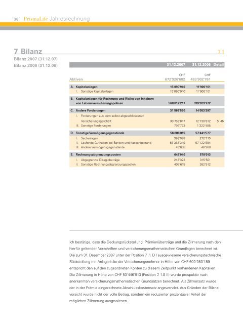 Prismalife Geschäftsbericht