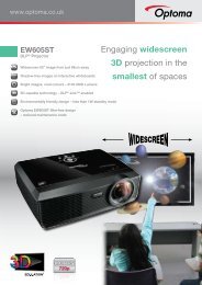 Optoma EW605ST pdf brochure - Projectors from ProjectorPoint