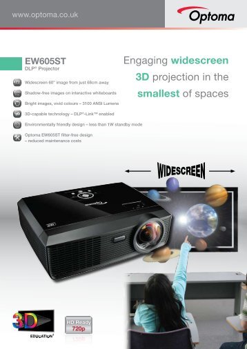 Optoma EW605ST pdf brochure - Projectors from ProjectorPoint