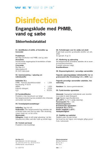 Sikkerhedsdatablad på Wet Wipe mini gul - Mediq Danmark A/S