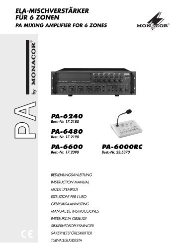 Manuales de instrucciones - Monacor