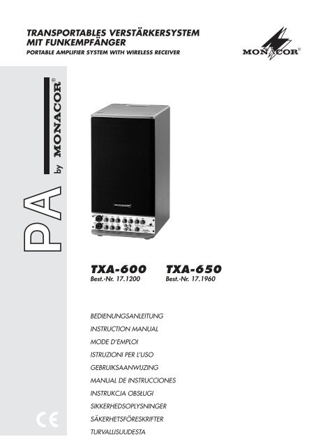 TXA-600 TXA-650 - Monacor