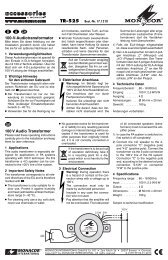 - + 100-V-Audiotransformator 100 V Audio Transformer - Monacor