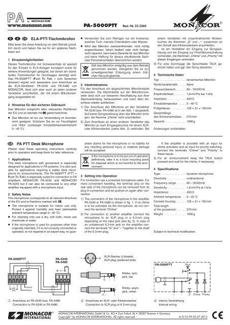 PA-5000PTT - Monacor