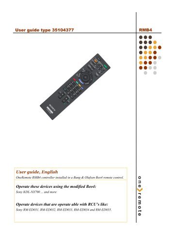 Operate these devices using the modified Beo4 - OneRemote