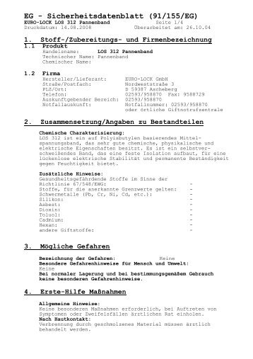 EG - Sicherheitsdatenblatt (91/155/EG) - Ploberger