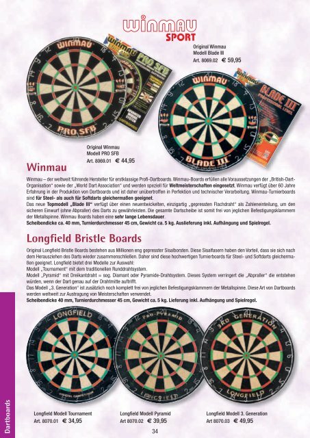 Dartkatalog 2010 mit Euro-Preisen - Online