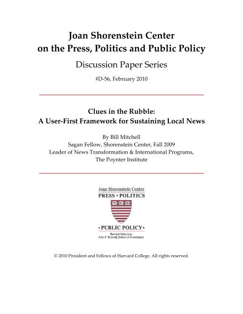 A User-First Framework for Sustaining Local News - Harvard ...